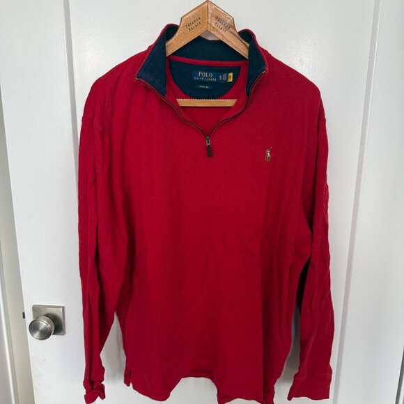 Men's Red Polo Quarter Zip XL - Picture 1 of 3